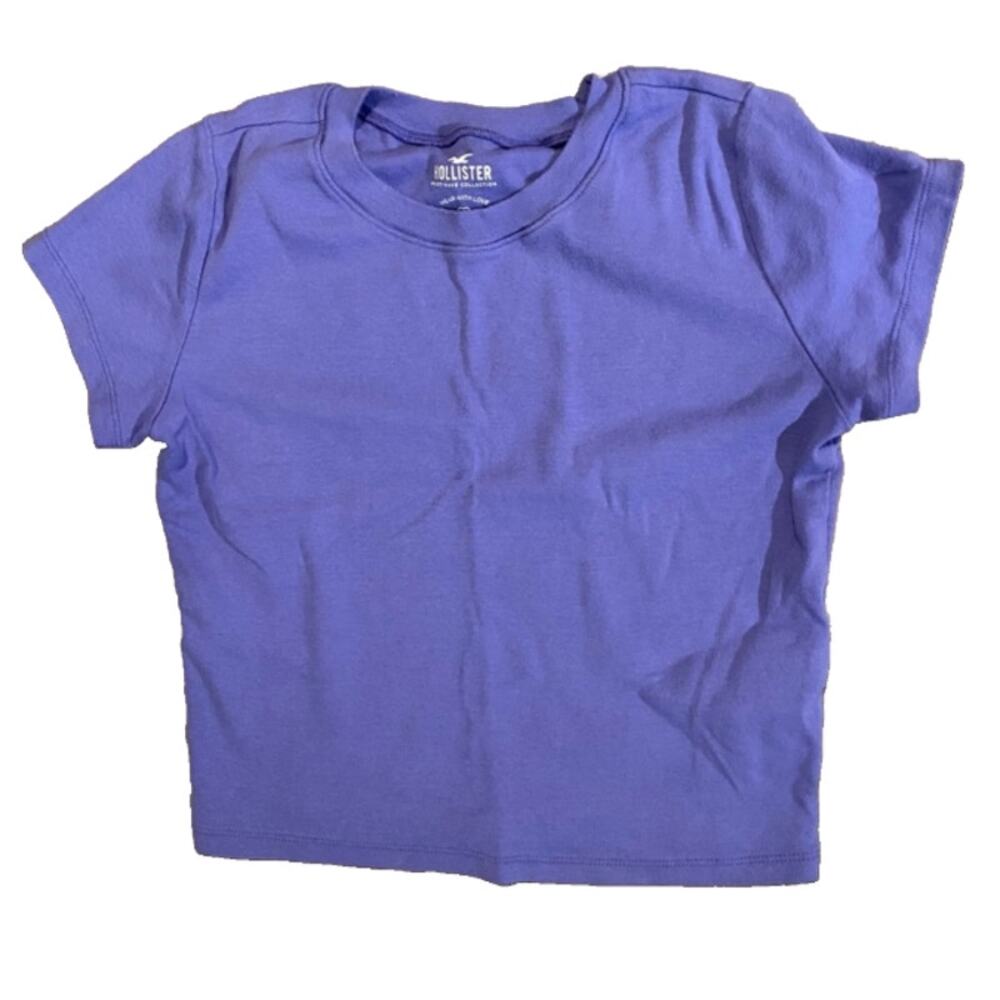 Hollister Baby Tee Crop Top XS Purple Cotton Fitted Y2K Casual Everyday EUC